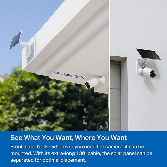 Tapo TP-Link SolarCam C402 Kit, Outdoor Battery Camera w/Solar Panel Base, Wireless, 1080P, Free Person Detection, SD/Cloud Storage, Color Night Vision, No Hub Needed, Works w/Alexa