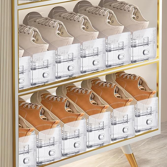 Shoe Slots Organizer for Closet,12PACK Shoe Stacker Shoe Rack Organizer for Closet Space Saver Storage Shoe Holder Organization(Transparent)