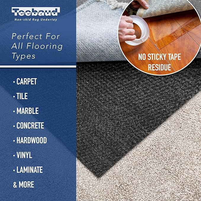 5' Round Non-Slip Rug Pad, Reversible Gripper, Non Skid Pads for Hardwood, Vinyl, Tile, Laminate Floors, Keep Area Rugs Secure, Natural Materials Safe for Indoor Flooring, ¼” Thick