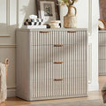 LEYAOYAO Fluted 5 Drawers Dresser for Bedroom, 34" Tall Modern Chest of Drawers with Metal Handle, Curved Profile Design,Wood Drawer Organizer for Bedroom, Living Room, Hallway, Entryway,Lightgrey