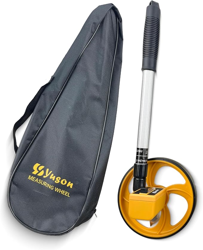 YS YUSON 6 Inch Measuring Wheel in Feet with Canvas Bag - Telescopic Folding Distance Roller Up to 10,000Ft, ±0.3% High Accuracy, Mechanical One-Key Reset for Construction, Landscaping & Surveying