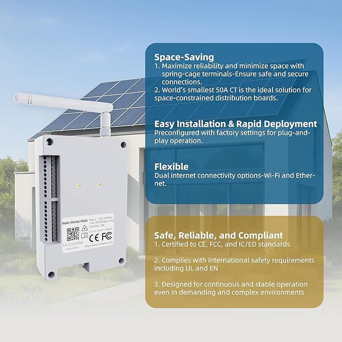 Sungrass Home Energy Monitor for Home Assistant-Real Time Electricity Usage Monitor,Power Consumption Meter, Historical Energy Tracking, Automation Module,Solar Self-Consumption Trace