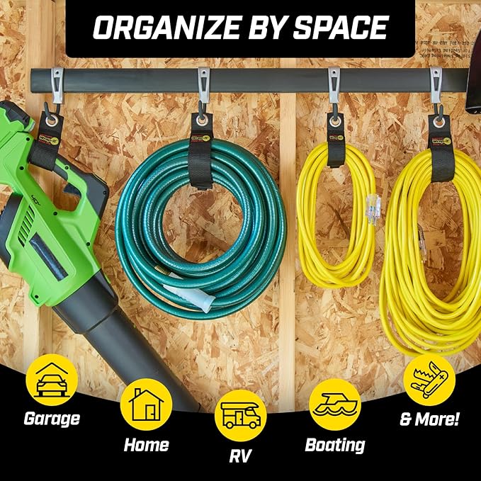 Heavy-Duty Wrap-It Storage Straps (Assorted 6 Pack) - Garage Storage Extension Cord Organizer, Cable Straps for RV Accessories