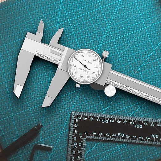 HDLNKAK Dial Caliper Shockproof Dial Caliper Precision Caliper with Watch 0-6" Range, 0.001” Resolution 6 Inch with 0.001" Precision Calipers 4-Way Measurement with Plastic Case