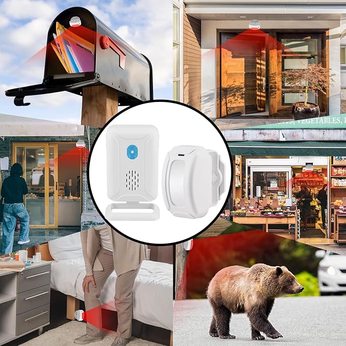 KCMYTONER Wireless Motion Sensor Door Chime, Entry Alert Chime for Business, Door Alarm,112LB Loud, Adjustable Volume and Light Brightness, for Home, Warehouse, Villa Security(3Sensors& 1Receiver)