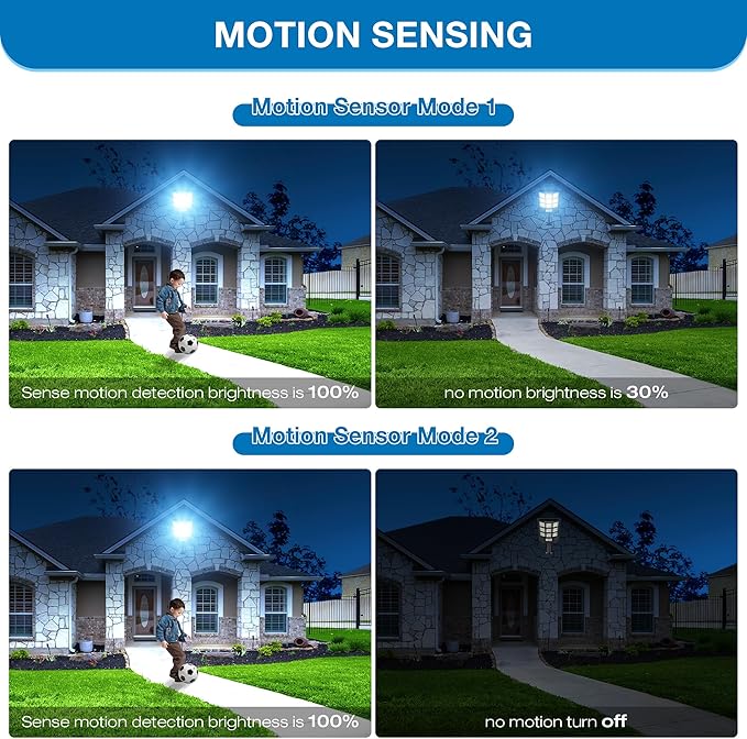 Solar Lights Outdoor,IP66 Waterproof Solar Street Lights Outdoor,6500K LED Dusk to Dawn Security Flood light with Motion Sensor and Remote Control for Yard,Parking Lot, Courtyards,Garages 2-Pack
