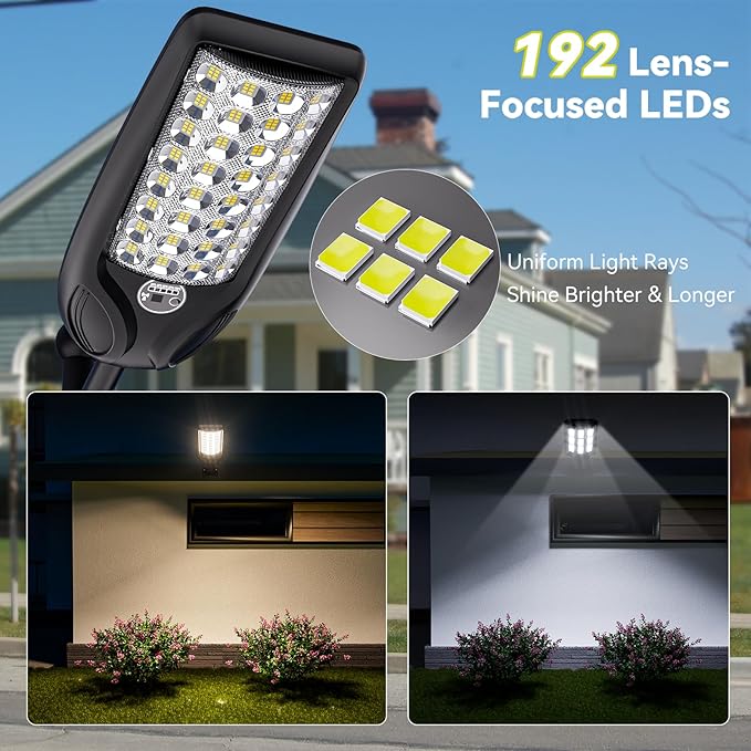 MMKT Solar Lights Outdoor, 8000W 3 Color Solar Street Lights, Commercial Solar Parking Lot Lights Waterproof Dusk to Dawn, Security Flood Lights with Motion Sensor for Yard, Basketball Court 2Pack