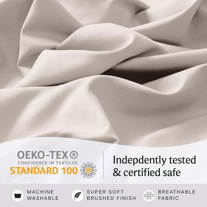 LuxClub 5 PC Sheet Set Bed Sheets Deep Pockets 16" Eco Friendly Wrinkle Free Cooling Machine Washable Hotel Bedding Silky Soft - Linen Split King
