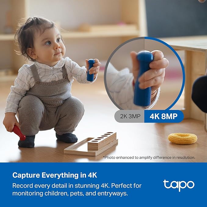 Tapo 4K Pan/Tilt Indoor Security Camera for Baby Monitor, Dog Camera w/Motion Detect and Track, 360° View, Color Night Vision, SD/Cloud Storage, Works w/Alexa, Google, and Bixby RoomCam 4K