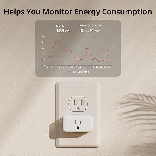 【2025 New】 SwitchBot Smart Plug Mini 15A(4 Pack), Energy Monitor, Smart Home WiFi(2.4GHz) & Bluetooth Outlet, Compatible with Alexa & Google Home, APP Remote Control & Timer Function, No Hub Required