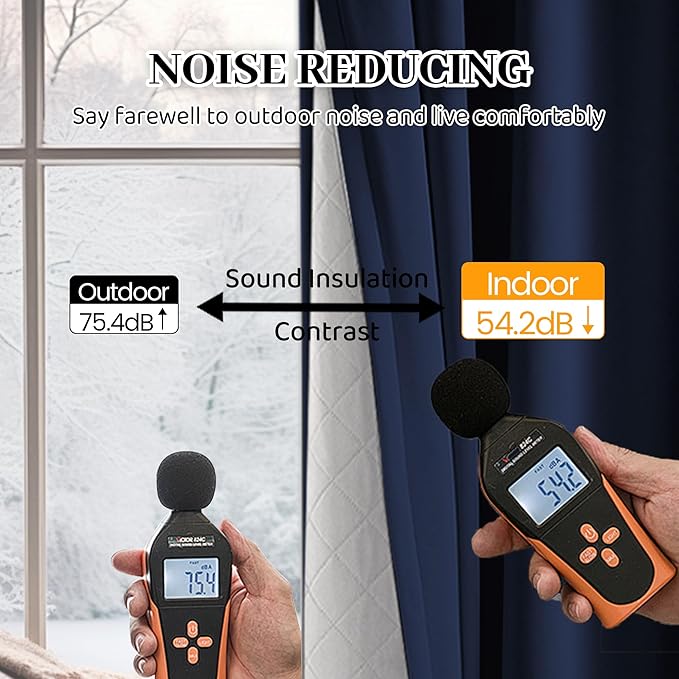 Soundproof 100% Blackout Curtains 96 inches, 3 Layers Thermal Insulated Back Tab Drapes for Door Window Nursery Divider Living Room, with Pin Hooks Navy Blue 50x96 Inch 1 Panel