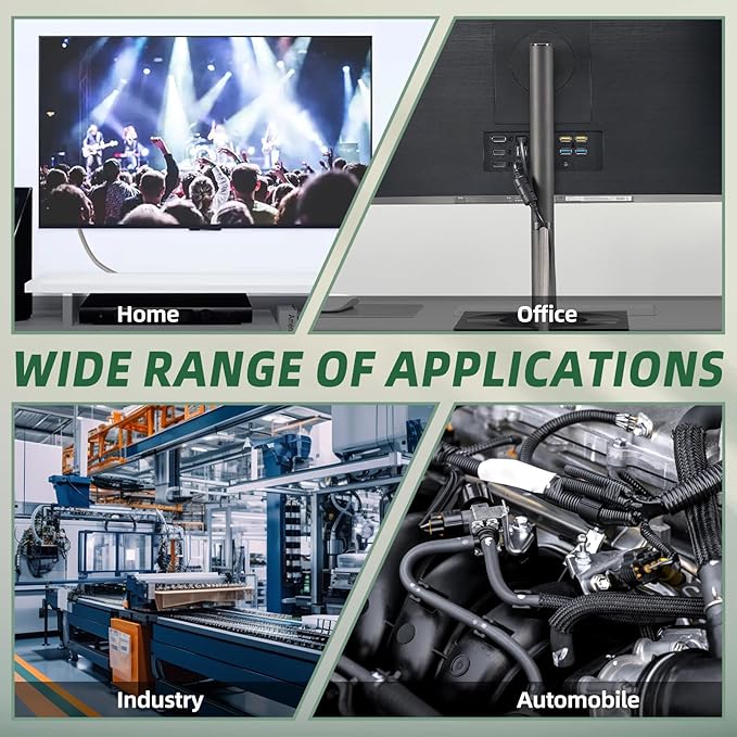 Split Wire Loom Tubing, Cable Protector Sleeve, Braided Cable Management for TV/Computer/Home Theater/Engine Bay, Cord Protectors from Pets No Chew (Grey, 3/8"-25ft)