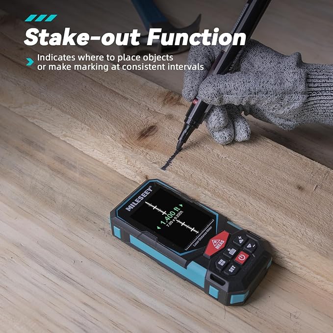 Laser Measurement Tool, MiLESEEY 330Ft Multifunctional Laser Measure with 2.4" Color Backlit Display, Rechargeable Laser Distance Meter with Angle Sensor, m/cm/mm/in/ft+in Measurement Unit