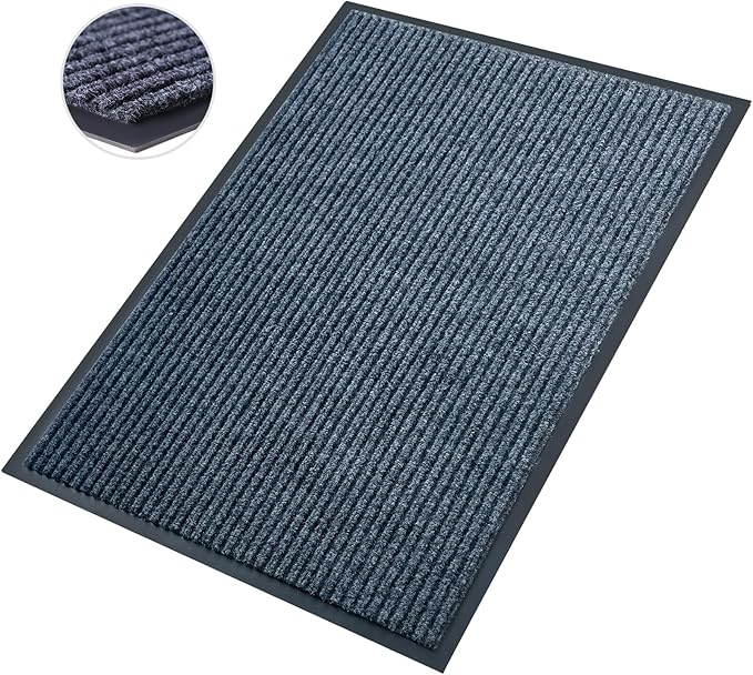 Front Door Mat,2.7'x4'Indoor Outdoor Door Mat,Heavy Duty Welcome,Commercial Floor Mats Inside Outside Entrance,Waterproof All-Season, All-Weather Non Slip Backing Doormat for Entryway,Dark Gray