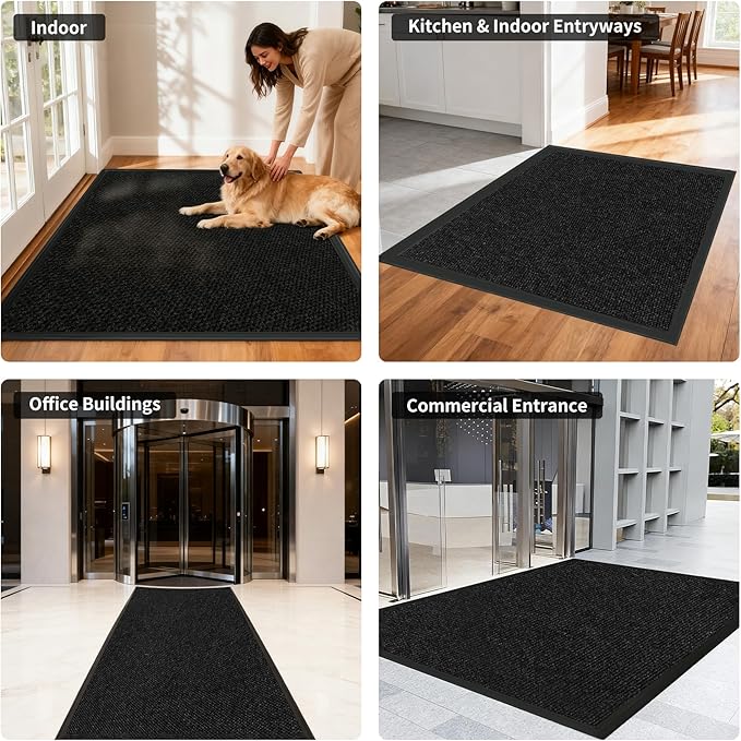 2ft x 25ft Front Door Mat Indoor Outdoor Entrance, Commercial Heavy Duty Entryway Matt, Non-Slip Rubber Backing Low Profile Doormat, Waterproof Dirt Trapper Welcome Mat for High Traffic Area