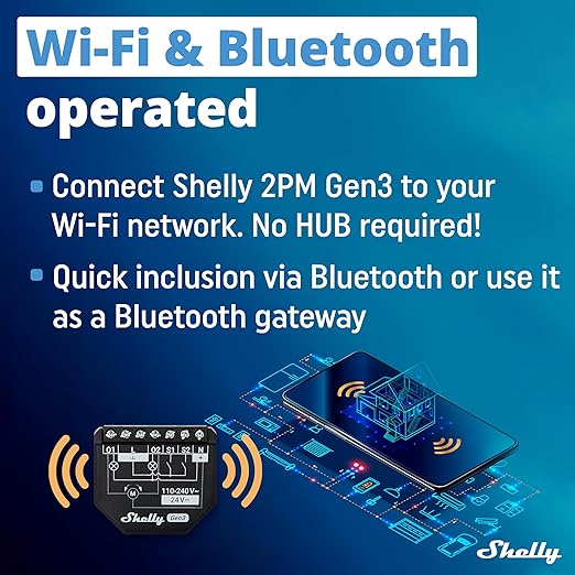 Shelly 2PM Gen3 | WiFi 2-Channel Smart Relay Switch with Power Metering | Home Automation | Roller Shutters, Blinds, Gates Control | Remote Control | Alexa & Google Home | iOS Android App