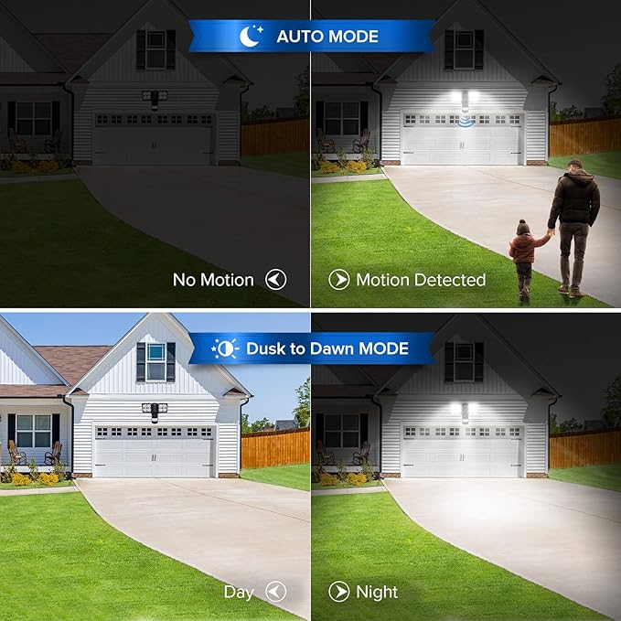 SANSI 36W 3600LM LED Motion Sensor Outdoor Light, 50,000 Hrs Lifespan Security Light, 350W Equiv 5000K Dusk to Dawn IP65 Flood Light, Super Bright for Backyard, Bright Series Black Motion Sensor Light