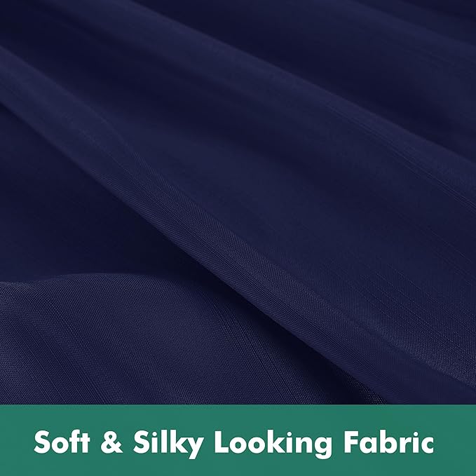Biscaynebay Wrap Around Bed Skirts with Split Corners for Queen Beds 15" Drop, Navy Adjustable Elastic Dust Ruffles Easy Fit Wrinkle Resistant Silky Luxurious Fabric Machine Washable