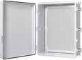 Gratury Junction Box, IP67 Waterproof Plastic Enclosure for Electrical Project, Hinged Grey Cover, Includes Mounting Plate and Wall Bracket 510×410×200mm (20"×16.1"×7.9")