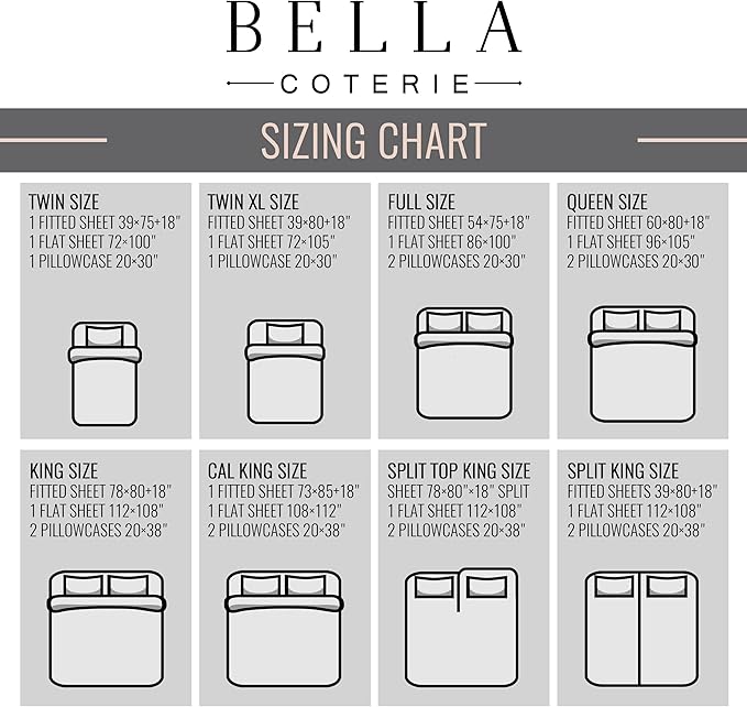 Bella Coterie Luxury Bamboo Viscose Full Size Sheet Set | 100% Organically Grown | Ultra Soft | Cooling for Hot Sleepers | 18" Deep Pocket [Sea Glass]