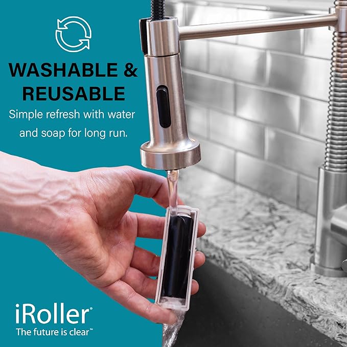 Phone Screen Cleaner by iRoller - Pack of 6 - No Need for Spray or Wipes, Liquid Free - Reusable & Washable -Portable iPad Screen Cleaner for Touchscreen- Ideal for Smartphone, Macbook, Monitor - 3.5"