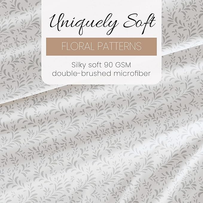Linen Market 4 Piece California King Bedding Sheet Set (Gray Vines) - Sleep Better Than Ever with These Ultra-Soft & Cooling Bed Sheets for Your Cal King Size Bed - Deep Pocket Fits 16" Mattress