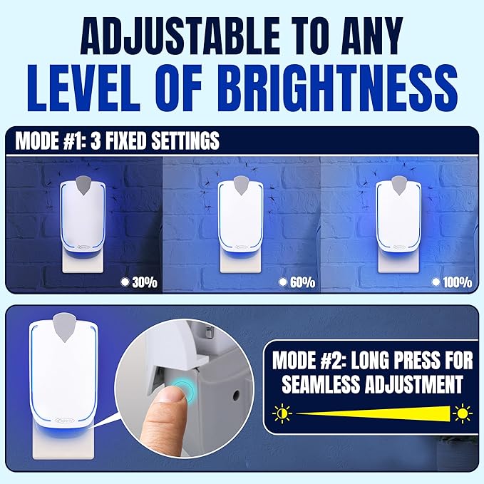 Zaperly 1 Fruit Fly Trap & 5 Adhesive Cartridges, Indoor Plug-in Bug Catcher, UV Light Fly Trap Captures Fruit Flies, Gnats, Houseflies, Moths, and Flying Insects for Kitchen, Bathroom, Plant Areas