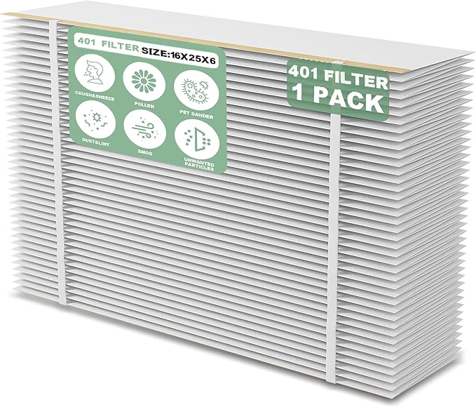 （1 Pack）401 Filter Replacement Compatible with AprilAire 2400, Space-Gard 2400 Whole-House Air Purifier, MERV-10 Furnace Filter, 16x25x6 Air Filter