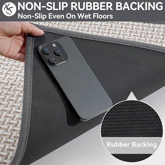 Indoor Door Mat 36x60 Dirt Resistant and Absorbent, Non-Slip Rubber Backing Floor Mats, Easy Clean Low-Profile Door mat for Entryway, Front Door, Inside Entrance Gray
