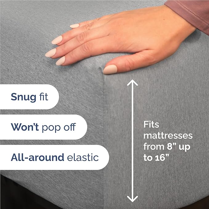 Full 6 Piece Sheet Set - Cooling & Breathable - Hotel Luxury Bedding, Includes Fitted Sheet for Women, Men, Kids and Teens - 1 Flat, 1 Fitted Sheet, 4 Pillowcases with Deep Pockets - Heathered Grey