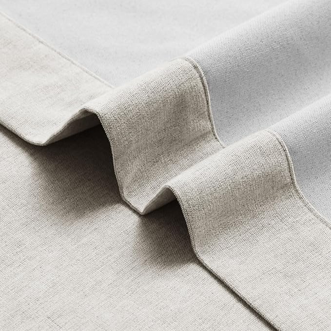 Macochico 100% Blackout Chenille Curtains for Sliding Door Thermal Insulated Noise Reducing Drapery for Living Room Bedroom Hotel, Grommet Curtains with Tieback, Beige, 120" Wx96 L 1 Panel