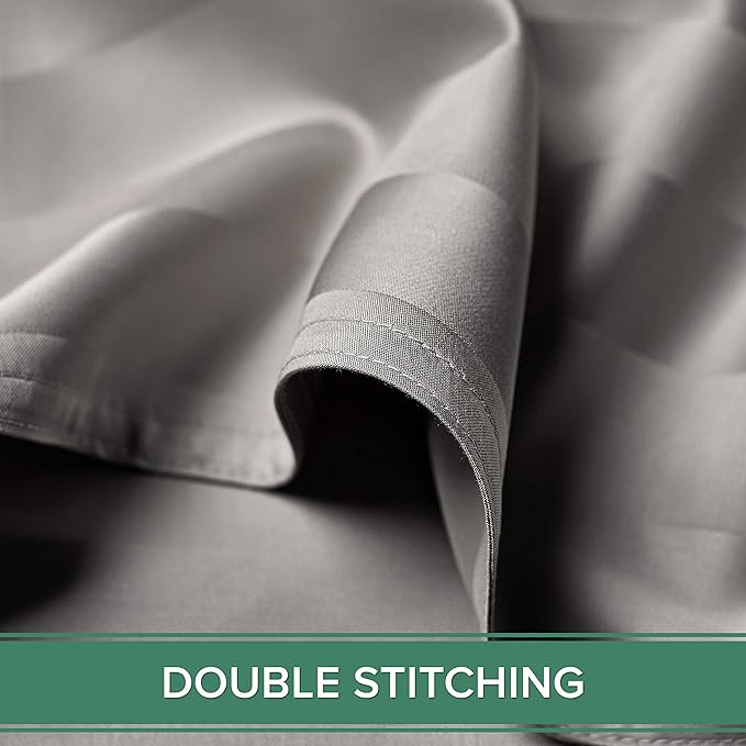 Pure Bamboo Split King Sheets, Genuine 100% Organic Viscose Derived from Bamboo Bed Sheet Set, Soft & Cooling, Double Stitching, 2 Fitted Sheets (Split King, Jacquard Silver)