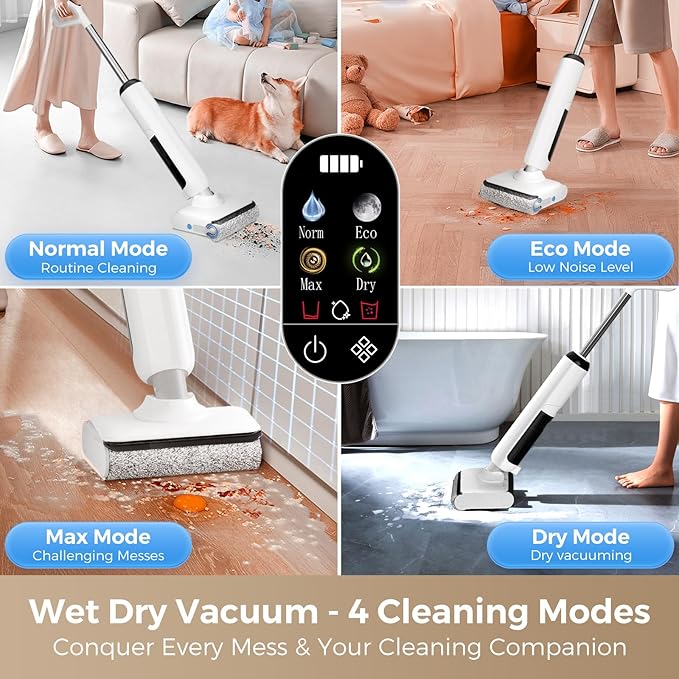 BROBIG Wet Dry Vacuum Cleaner, 180°Lie-Flat Vacuum Mop All in One with Auto Self-Cleaning, Smart Floor Cleaner Machine for Hard Floor, 45 Mins Runtime, Edge Cleaning, Self-Propelled Vacuum Mop Combo