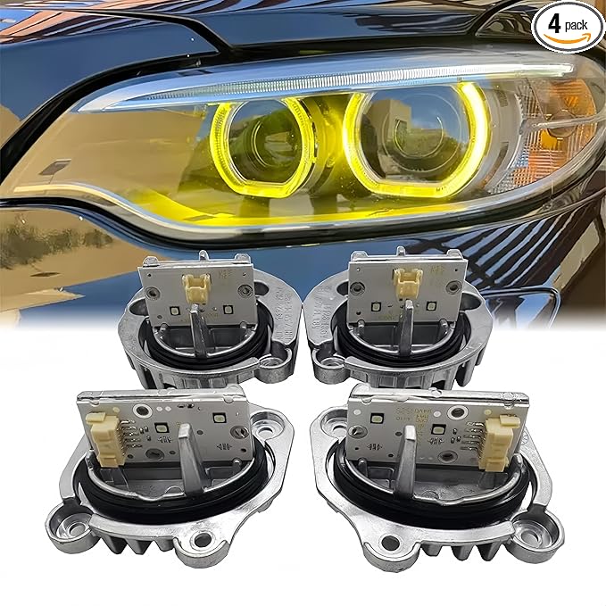 SOCAL-LED LIGHTING Yellow Angel Eye Daytime Running Light DRL Xenon Headlight Insert Diode Module LED Control Unit Fit for BMW 2014-2017 F87 F22 F23 M2 2 SERIES, Pack of 4