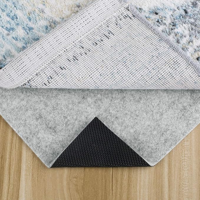 Non Slip Rug Pad 8x10 Feet, 4/25" Thick Felt Cushioned Rubber Rug Gripper Pad for Hardwood, Laminate, Stone, Tile, Wood, Vinyl Floors & Carpet, Anti Skid Under Area Rug Pads