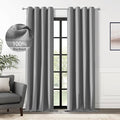 ChrisDowa 100% Blackout Grey Solid Curtains 108 Inches Long 2 Panels for Bedroom Living Room,Farmhouse Room Darkening Thermal Insulated Soundproof Grommet Top Window Treatment Drapes,52x108