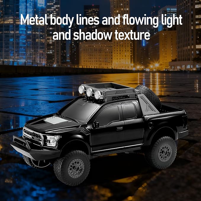 WS-589 Rugged Pickup Truck Bluetooth Replica Speaker – Portable Audio with TWS, LED Party Lights & HD Stereo | Unique Surprise Gift for Music & Truck Lovers (Black)