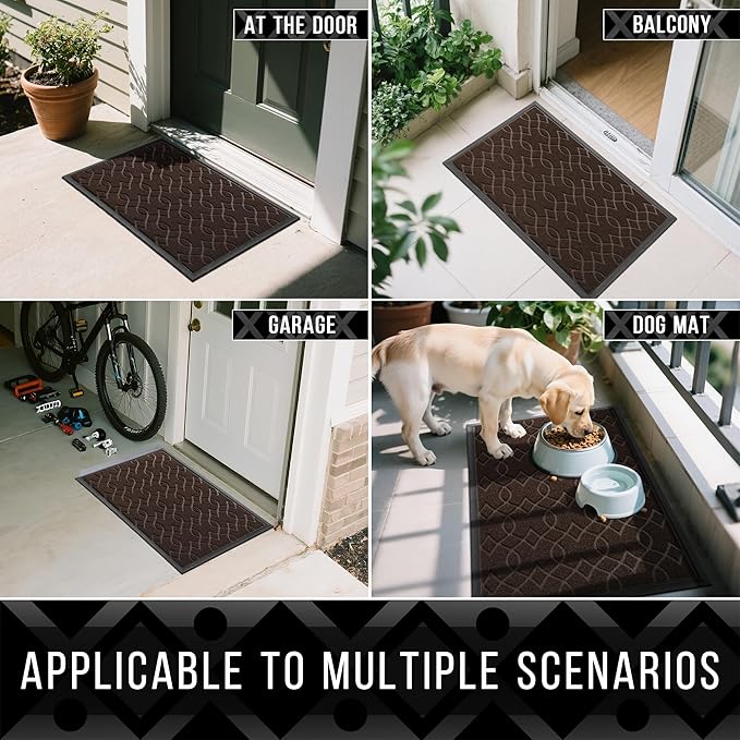 Yimobra Extra Large Door Mat 60x36, All-Season Waterproof Doormat Outdoor Entrance, Heavy Duty Non-Slip Outside Door Mat for Garage Patio Proch Entryway Indoor, Easy Clean, Coffee