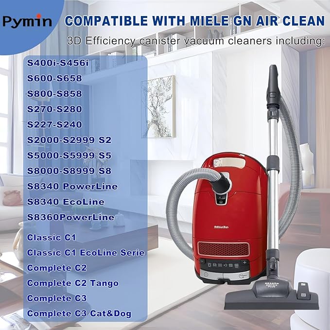 Pymin Upgraded 12 Pack GN Vacuum Dust Bags Compatiable with Miele Hoover Bags,3D Efficiency GN Vacuum Bags for Classic C1,Complete C2 C3, S227 S240, S270, S400, S600, S800,S2, S5, S8 Series