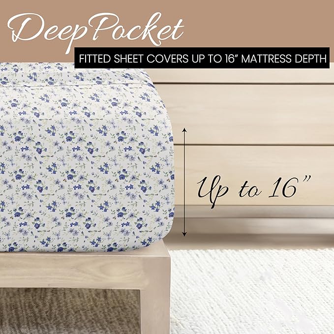 Linen Market 3 Piece Twin Sheets (Light Blue Floral) - Sleep Better Than Ever with These Ultra-Soft & Cooling Bed Sheets for Your Twin Size Bed - Deep Pocket Fits 16" Mattress