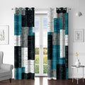Rustic Blue Grey 100% Blackout Curtains for Bedroom 63 inch Long 2 Panels Set Gray Modern Abstract Geometric Black Out Curtains Insulated Room Darkening Window Drapes for Living Room, 52Wx63L