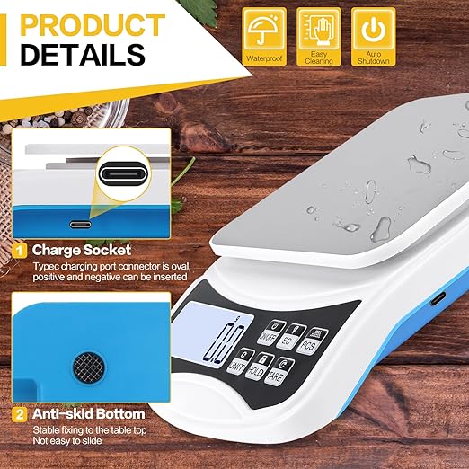 Digital Lab Scale 5000g x 0.1g LCD Display Analytical Balance Jewelry Scale with Charging Precision Electronic Scale Scientific Scale 0.1g Accuracy for Laboratory Kitchen Measurement