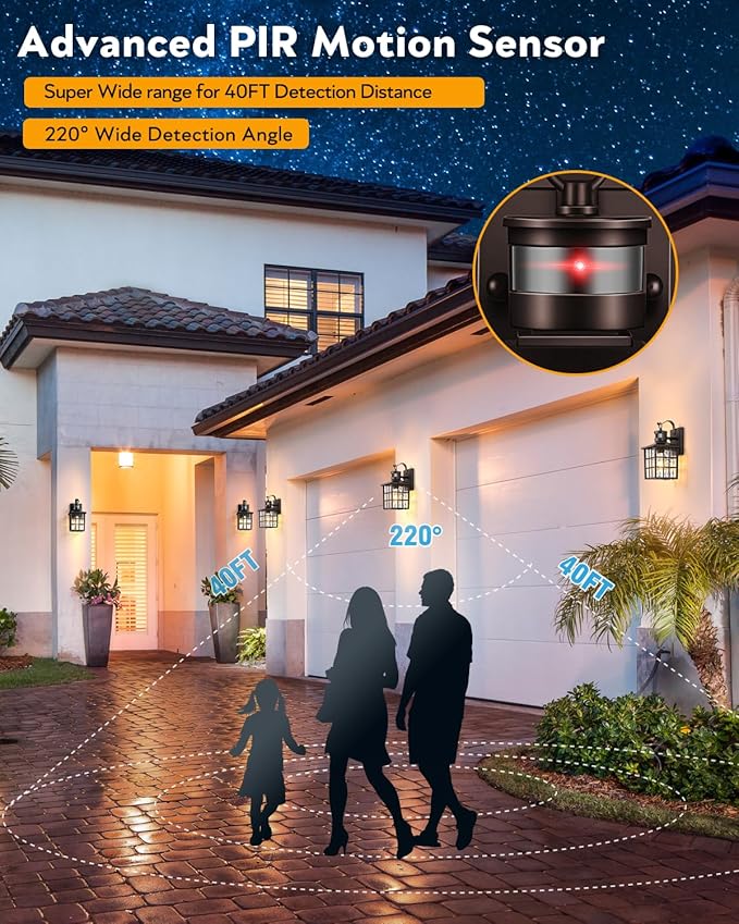 VIANIS ORB Motion Sensor Outdoor Lights Wall Mount, Dusk to Dawn Waterproof Exterior Lantern for House, Oil Rubbed Bronze Anti-Rust Garage Sconce Outside for Door, Garage, Entryway, Hallway