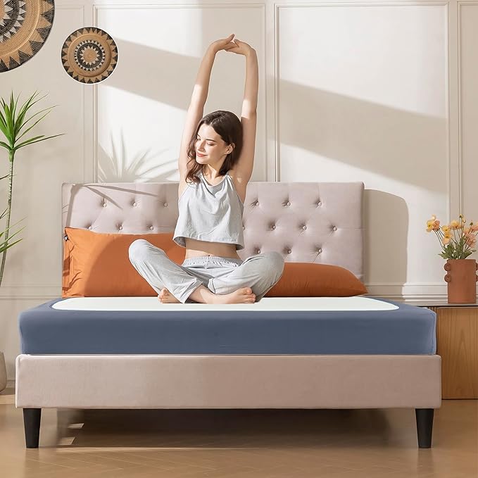 Biscaynebay Decorative Box Spring Cover Queen Size, Dark Grey Jersey Luxurious Jersey Knitting Stretchy Wrap Around 4 Sides Bed Skirt for Home/Hotels, Easy Fit Wrinkle & Fade Free Machine Washable