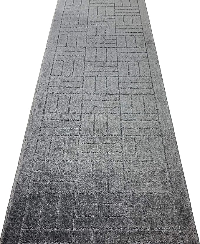 Custom Length Hallway Runner Rug,Slip Resistant,Bricks Anthracite, 26 Inch X 28 feet, Sold and Priced Per Foot