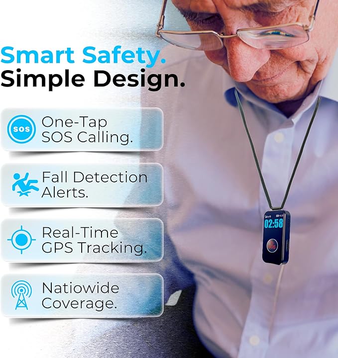 SecuLife New 2026 Fall Alert Device, Medical Alert Pendant with for Seniors, SOS Call, GPS Tracking & Reminders – Wearable Emergency Necklace for Elderly, Waterproof, 2-Way Calling, Panic Button