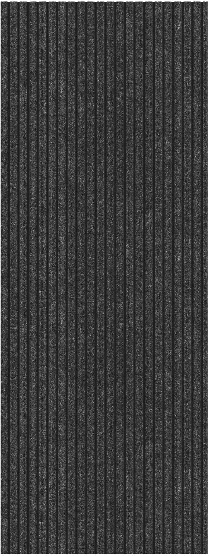Ottomanson 2' x 38' Hallway Runner with Scraper Pile Extra Durable Non-Slip Rug Mat for Indoor & Outdoor Use - Ideal for Kitchen, Entryway, Patio & Garage - High-Traffic Carpet, Black