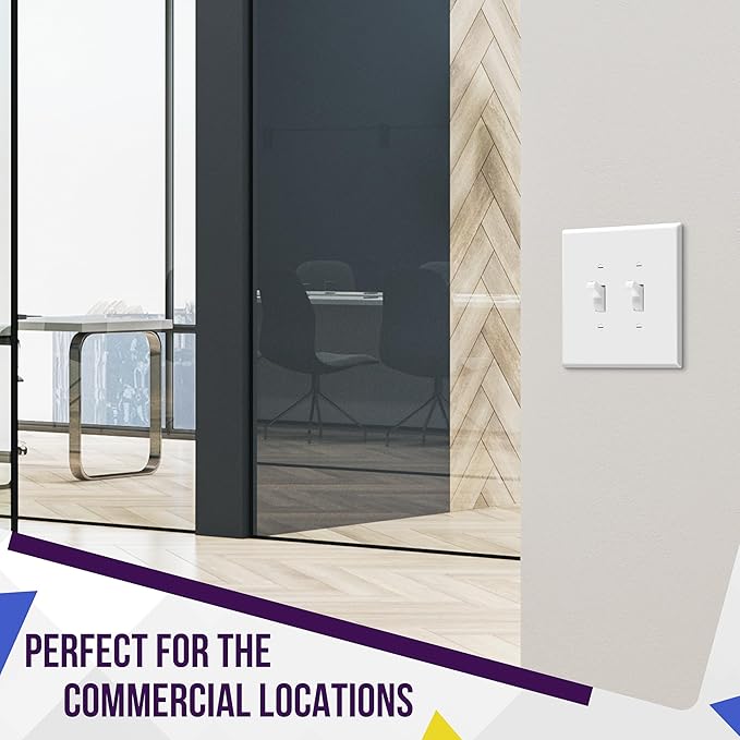 ENERLITES Jumbo Double Toggle Switch Cover, Large Two Gang Light Switch Wall Plate, Gloss Finish, Oversized 2-Gang 5.5" x 5.5", Unbreakable Polycarbonate Thermoplastic, UL Listed, 8812O-W, White