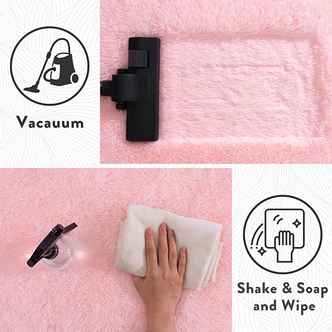 Round Pink Rug for Bedroom, 7ft Circle Area Rugs for Living Room, Soft Fluffy Shag Carpet for Girls Teen Nursery Room Dorm Home Decor Aesthetic