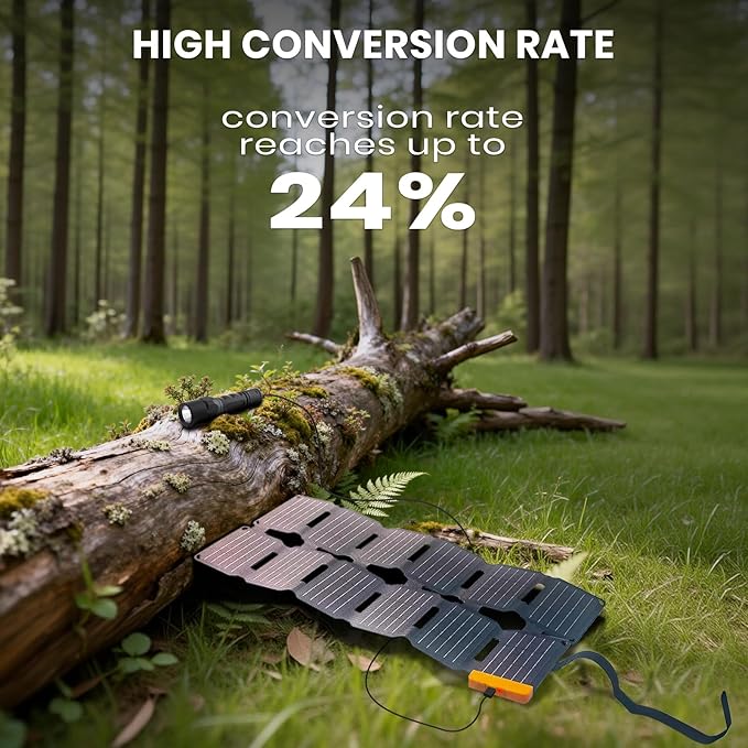 FlexSolar Portable 36W Solar Panel Charger with USB-A and USB-C Ports.1.3lbs,IP57 Waterproof and dustproof, Folded Solar Panel Compatible with Cellphone,Power Bank,Camping Light